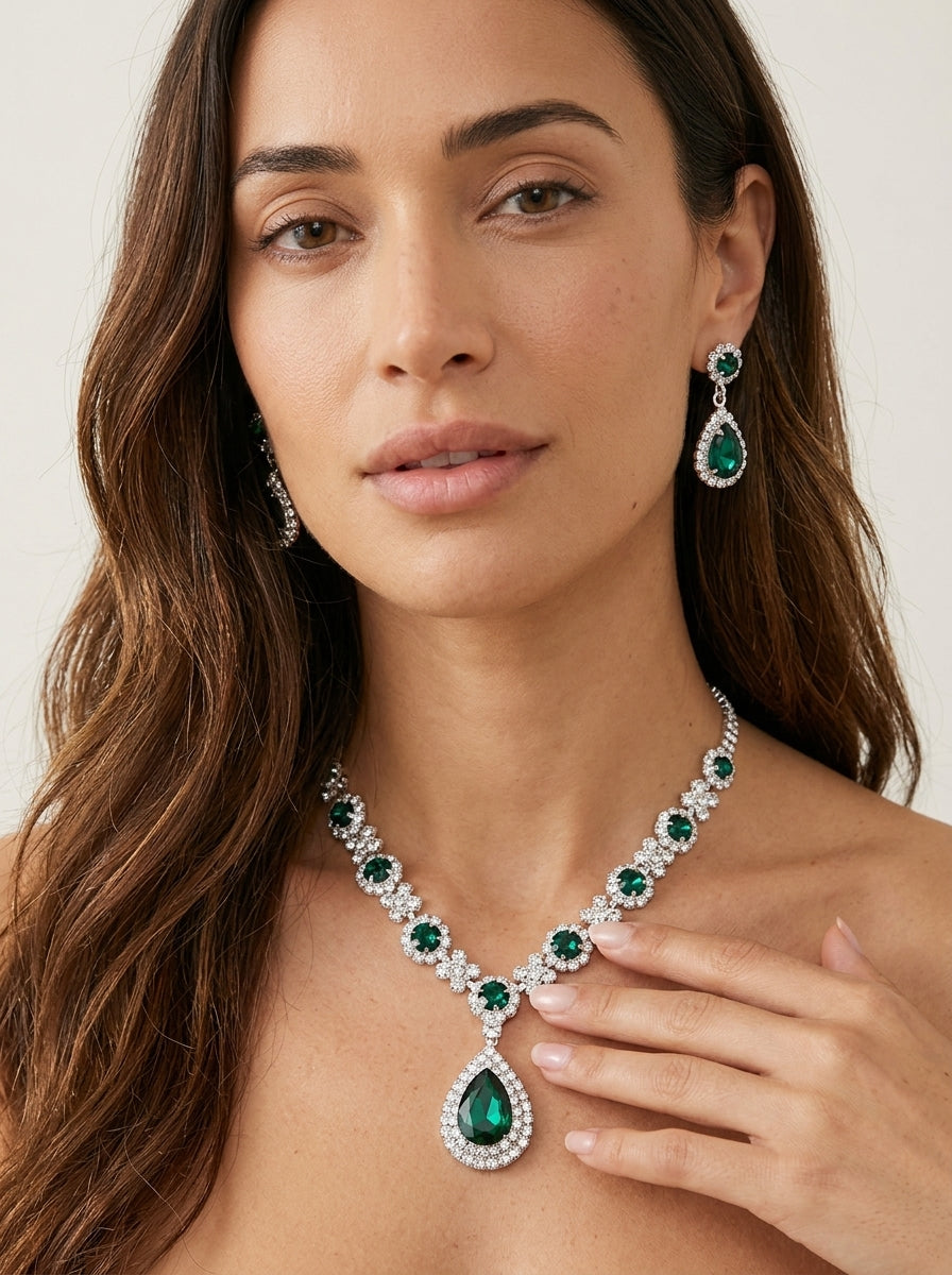 Valentina – conjunto de cristal verde
