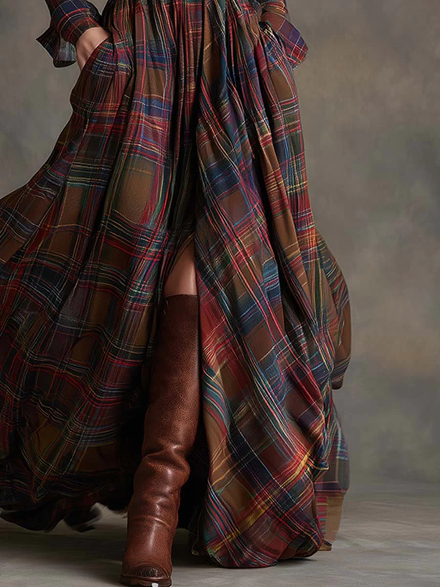 Jimena – Vestido largo de cuadros