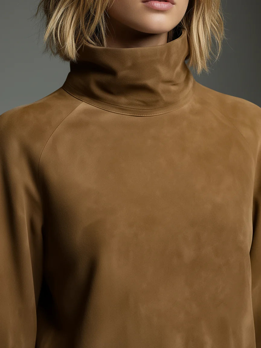 Selena – Vestido de cuello alto camel
