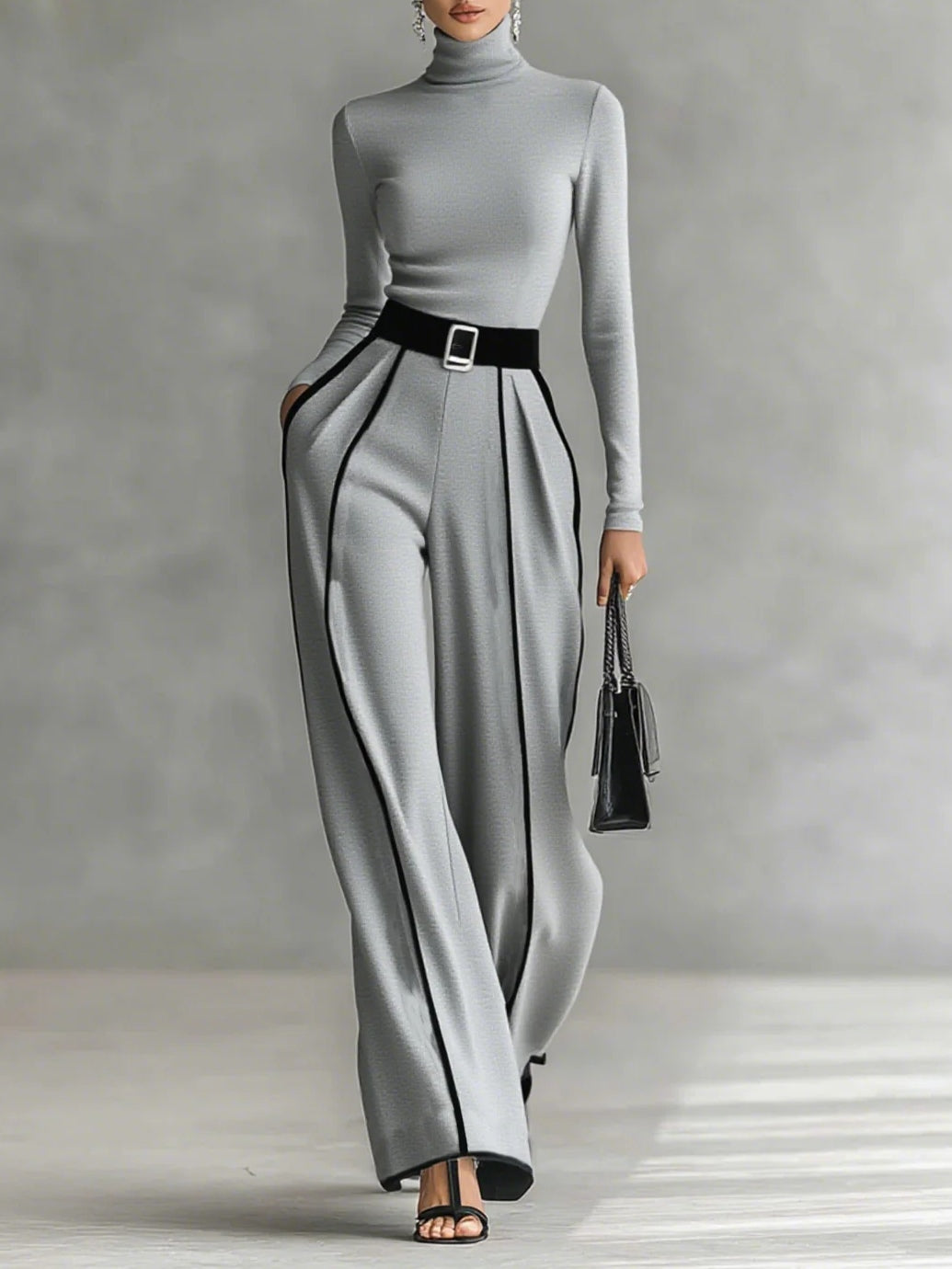 Ángela – Conjunto de cuello alto y pantalón ancho