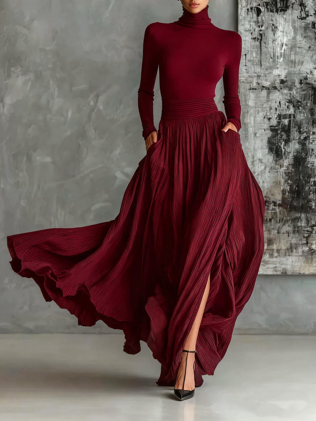 Luna – Conjunto de cuello alto y falda larga