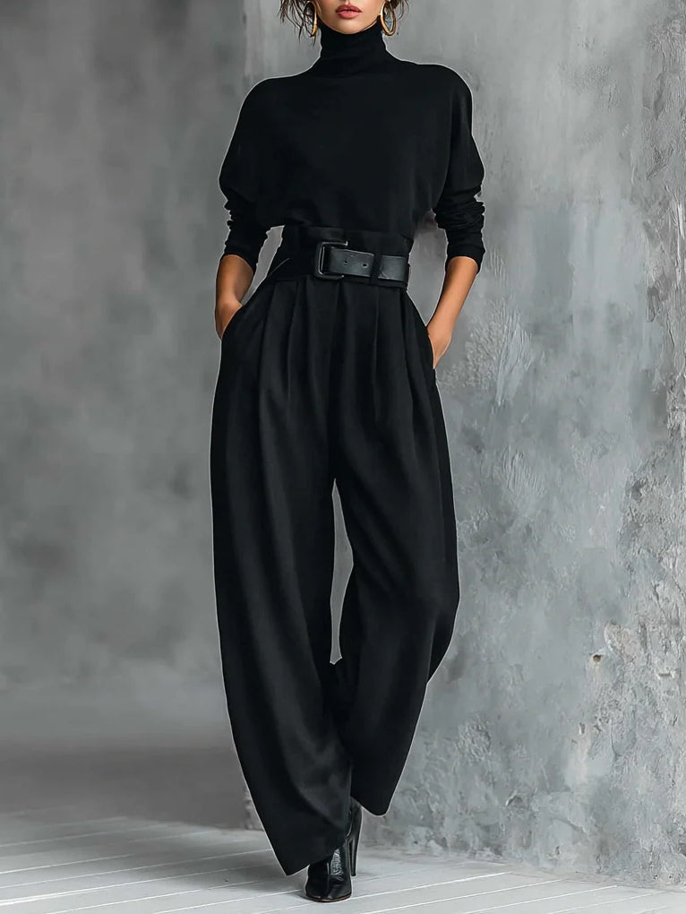 Inés – Conjunto negro con pantalón fluido