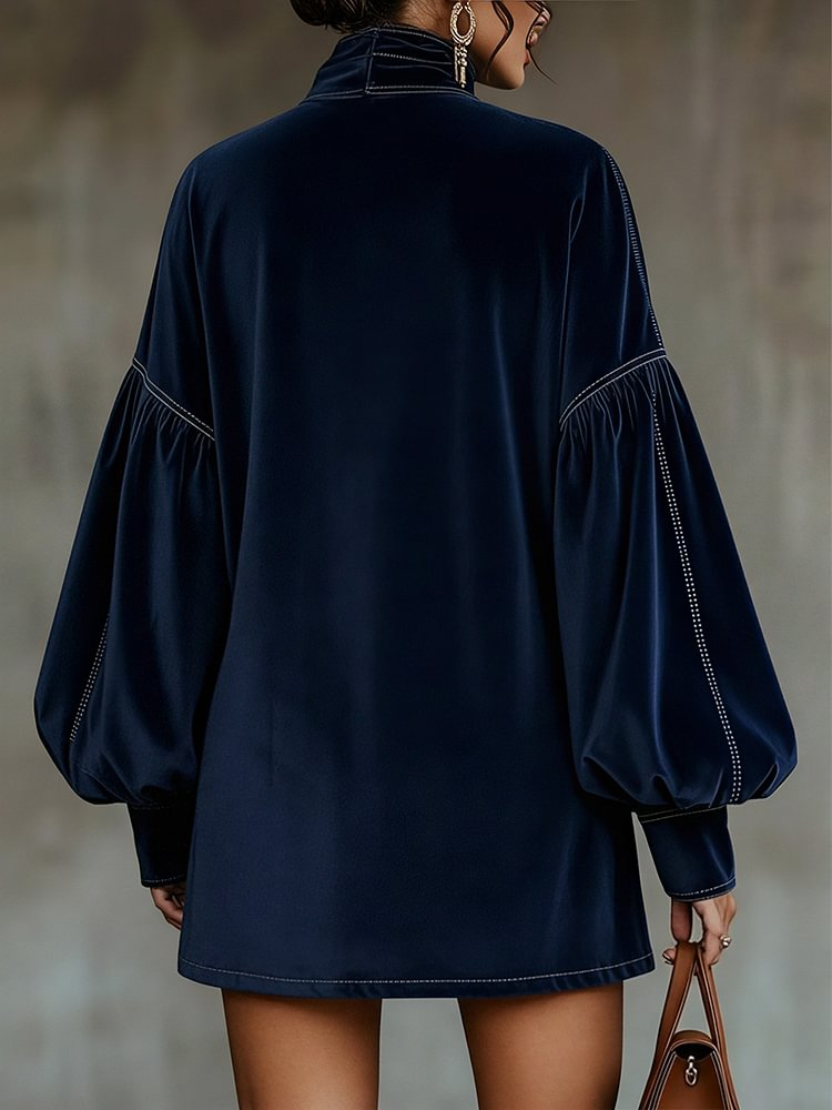 Águeda – Vestido azul noche con lazo
